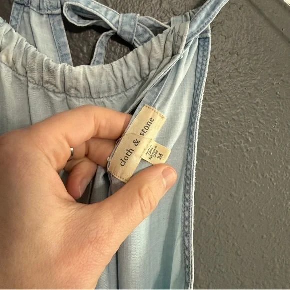 Anthropologie Cloth & Stone High-Tide Chambray Halter Dress Size M - Picture 6 of 6